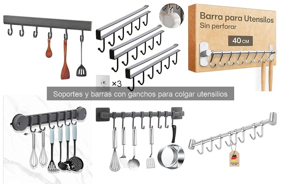 Cómo instalar soportes y barras con ganchos en la cocina