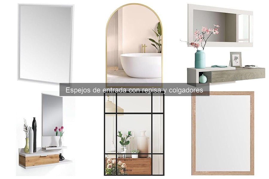 Mejores espejos de entrada con repisa y colgadores para espacios pequeños