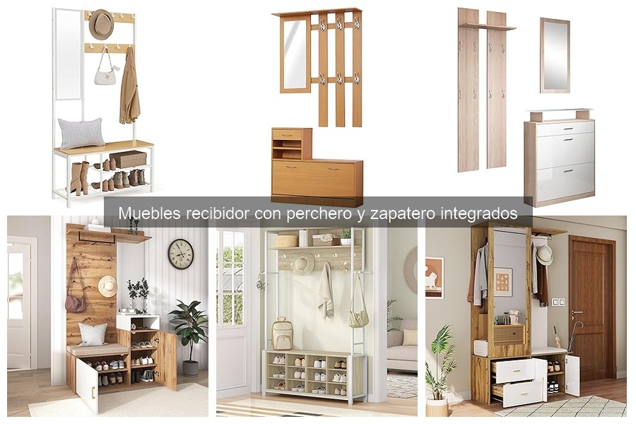 Mejores muebles de recibidor con perchero y zapatero integrados