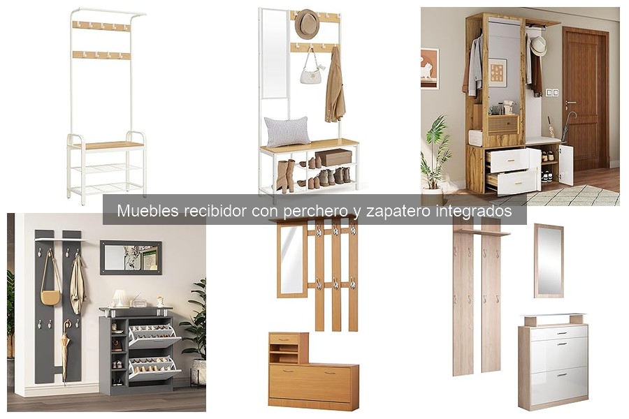 Ofertas en muebles recibidor con perchero y zapatero integrados