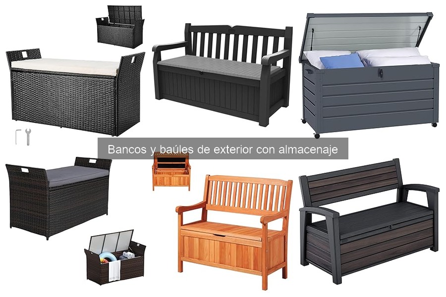 Tipos de bancos y baúles de exterior con almacenamiento