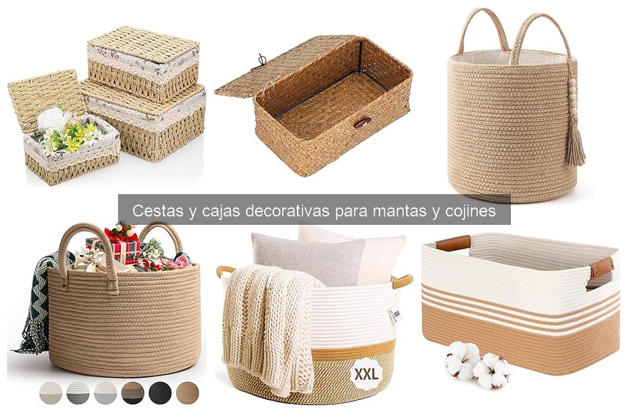 Tipos de cestas y cajas decorativas para mantas y cojines
