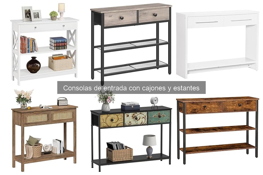 Tipos de consolas de entrada con cajones y estantes