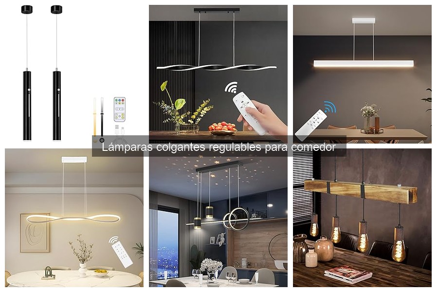 Tipos de lámparas colgantes regulables para comedor